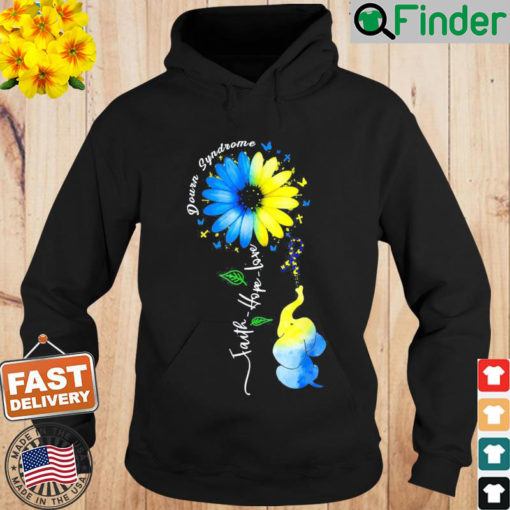 Faith Hope Love Awareness Downs Syndrome the Blue Elephant Hoodie