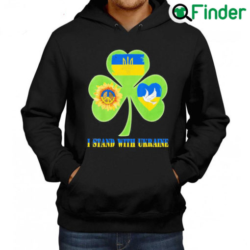 Funny Stop Russian Pattys Day Shamrock Heart Peace Ukraine Flag Dove Sunflower Hoodie