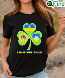 Funny Stop Russian Pattys Day Shamrock Heart Peace Ukraine Flag Dove Sunflower Shirt