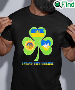 Funny Stop Russian Pattys Day Shamrock Heart Peace Ukraine Flag Dove Sunflower T Shirt