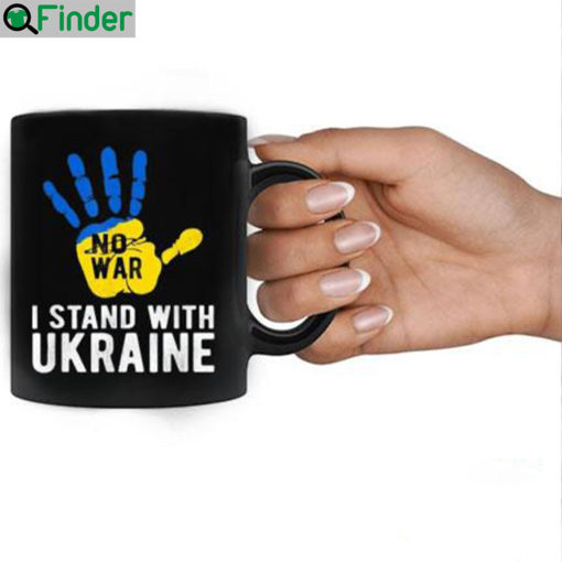 Hand I Stand with Ukraine Support Ukraine Flag Mug