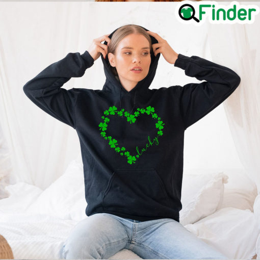 Heart Shamrock Love Clover St Patricks Day Hoodie