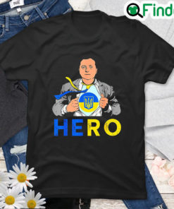 Hero Volodymyr Zelensky I Stand With Ukraine Ukrainian Flag Love Ukraine T Shirt