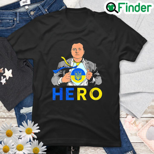 Hero Volodymyr Zelensky I Stand With Ukraine Ukrainian Flag Love Ukraine T Shirt