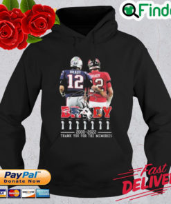 Hot The Patriots And Buccaneers Tom Brady 2000 2022 Thank You For The Memories Signature Hoodie