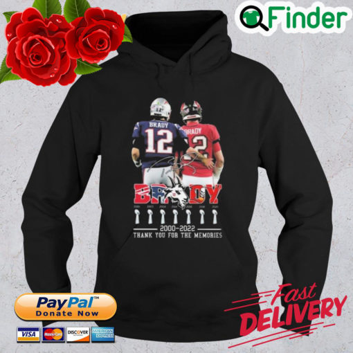 Hot The Patriots And Buccaneers Tom Brady 2000 2022 Thank You For The Memories Signature Hoodie