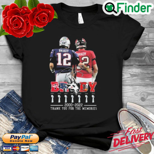 Hot The Patriots And Buccaneers Tom Brady 2000 2022 Thank You For The Memories Signature Shirt