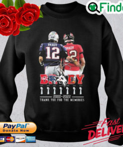 Hot The Patriots And Buccaneers Tom Brady 2000 2022 Thank You For The Memories Signature Sweatshirt