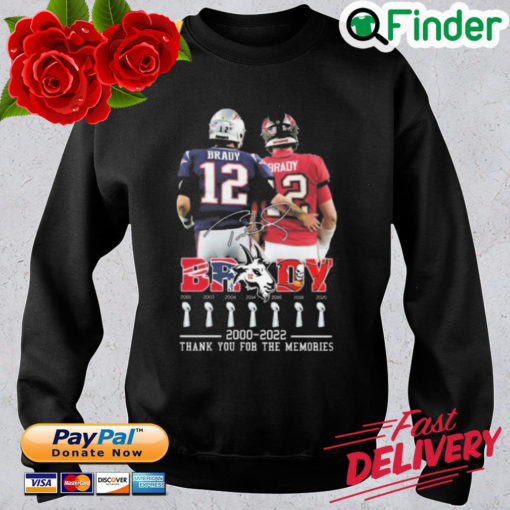 Hot The Patriots And Buccaneers Tom Brady 2000 2022 Thank You For The Memories Signature Sweatshirt