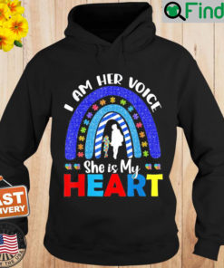 I Am Her Voice She Is My Heart Autism Awareness Hoodie