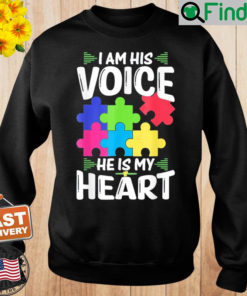 I Am His Voice He Is My Heart Shirts Puzzle Autism Awareness Sweatshirt