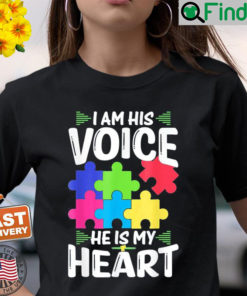 I Am His Voice He Is My Heart Shirts Puzzle Autism Awareness T Shirt