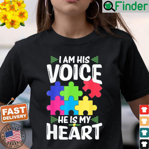 I Am His Voice He Is My Heart Shirts Puzzle Autism Awareness T Shirt