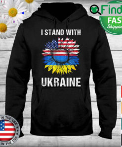 I Stand With Ukraine Flag American Sunflower Ukrainian Hoodie