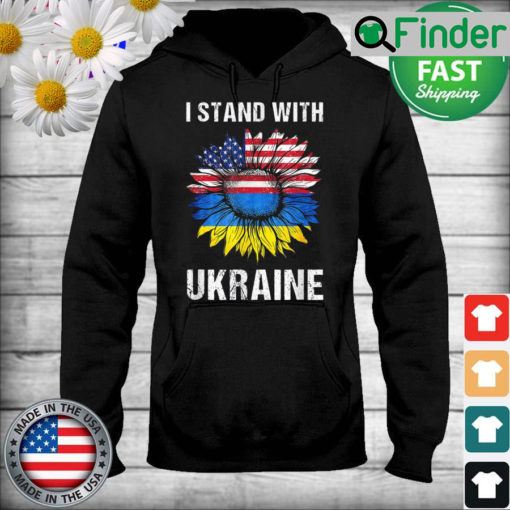 I Stand With Ukraine Flag American Sunflower Ukrainian Hoodie