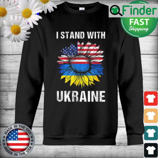 I Stand With Ukraine Flag American Sunflower Ukrainian Sweatshirt