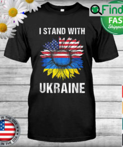 I Stand With Ukraine Flag American Sunflower Ukrainian T Shirt