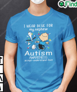 I Wear Blue For My Nephew Autism Awareness Charlie And Snoopy Shirt