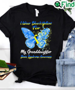 I Wear Blue Yellow For My Granddaughter Down Syndrome Peace Ukraine T Shirt