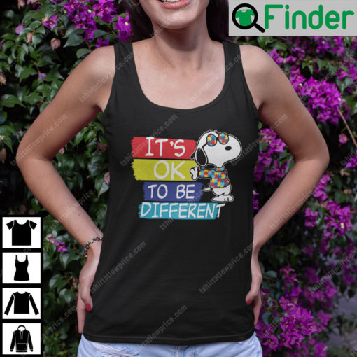 Its Ok To Be Different Autism Awareness Snoopy Tank Top