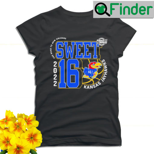 Kansas Jayhawks March Madness 2022 NCAA Mens Basketball Sweet 16 the road to New Orleans T shirt