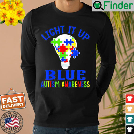 Light It Up Blue Autism Awareness Autistic Puzzle Piece Shirt