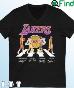 Los Angeles Lakers Abdul jabbar West Johnson And Bryant Abbey Team Signatures Shirt