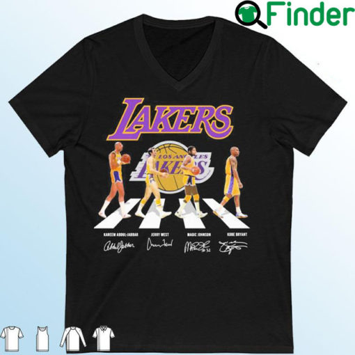 Los Angeles Lakers Abdul jabbar West Johnson And Bryant Abbey Team Signatures Shirt