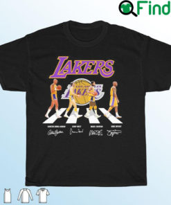 Los Angeles Lakers Abdul jabbar West Johnson And Bryant Abbey Team Signatures T Shirt