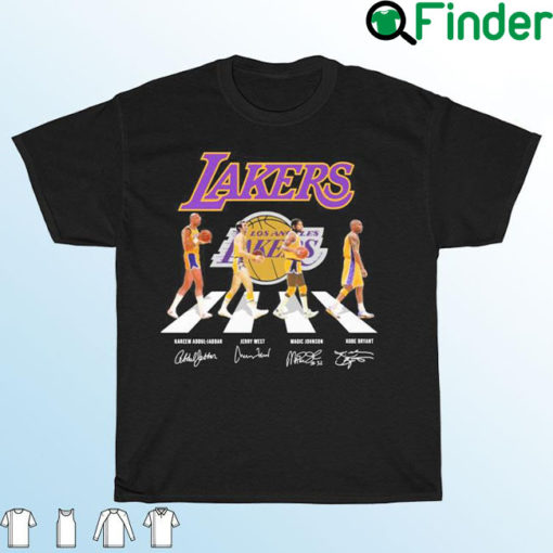 Los Angeles Lakers Abdul jabbar West Johnson And Bryant Abbey Team Signatures T Shirt