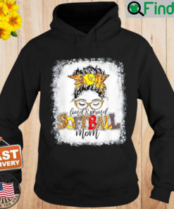 Loud Proud Baseball Mom Messy Bun Hair Leopard Bleached Hoodie