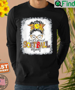 Loud Proud Baseball Mom Messy Bun Hair Leopard Bleached Shirt