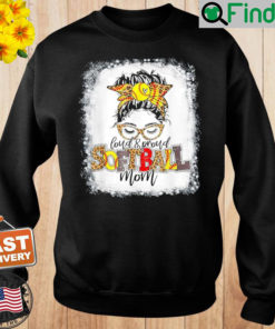 Loud Proud Baseball Mom Messy Bun Hair Leopard Bleached Sweatshirt