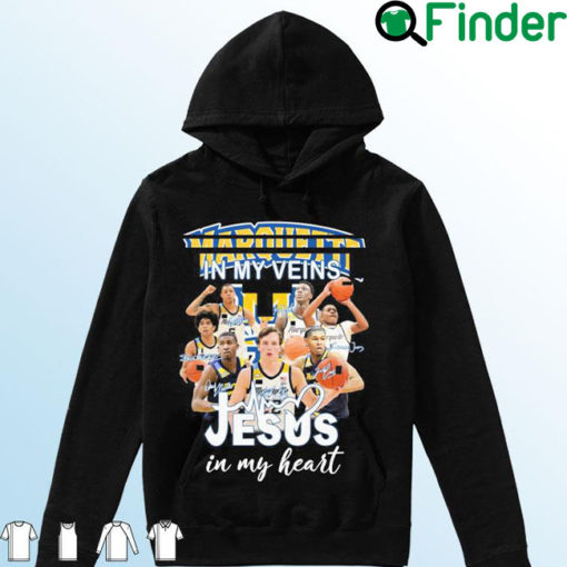 Marquette Golden Eagles In My Veins Jesus In My Heart Signatures Hoodie