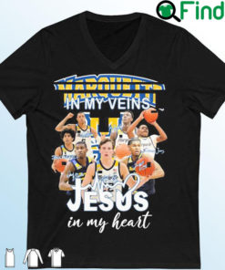 Marquette Golden Eagles In My Veins Jesus In My Heart Signatures Shirt