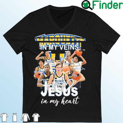 Marquette Golden Eagles In My Veins Jesus In My Heart Signatures Shirt