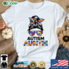 Messy bun autism auntie shirt