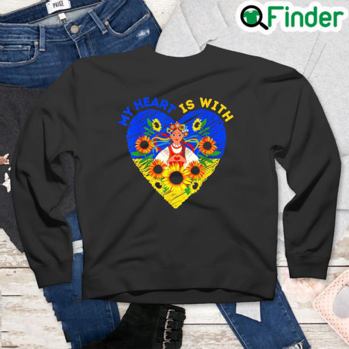 My Heart Is With Ukraine Ukrainian Flag Traditional Free Ukraine Sweatshirt