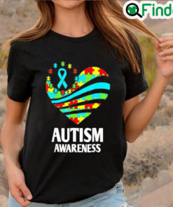 Nice Autism Awareness Women Heart Support Autistic Month Shirt