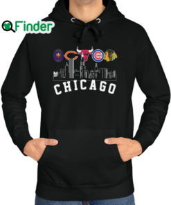 Official chicago Fire FC and Chicago Bear and Chicago Bulls and Chicago Cubs and Chicago Blackhawks Chicago City Hoodie