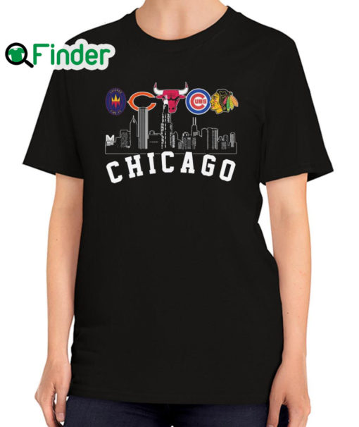 Official chicago Fire FC and Chicago Bear and Chicago Bulls and Chicago Cubs and Chicago Blackhawks Chicago City T Shirt