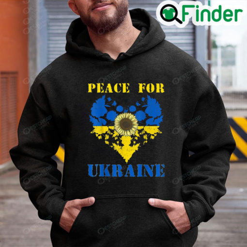 Peace For Ukraine Shirt Sunflower Heart Retro Ukrainian Flag Hoodie