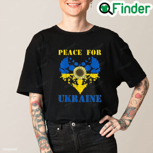 Peace For Ukraine Shirt Sunflower Heart Retro Ukrainian Flag Shirt