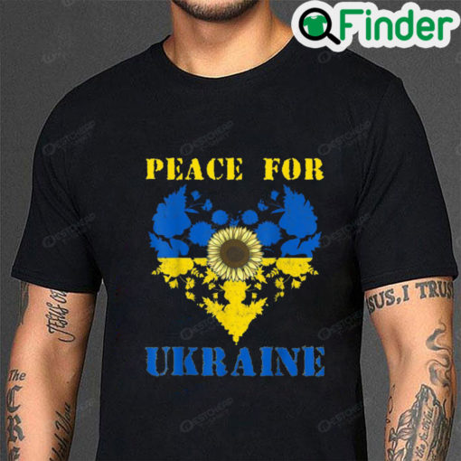 Peace For Ukraine Shirt Sunflower Heart Retro Ukrainian Flag T Shirt