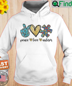 Peace Love Autism Peace Hand Heart Puzzle Hoodie