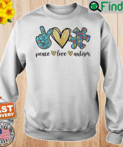 Peace Love Autism Peace Hand Heart Puzzle Sweatshirt