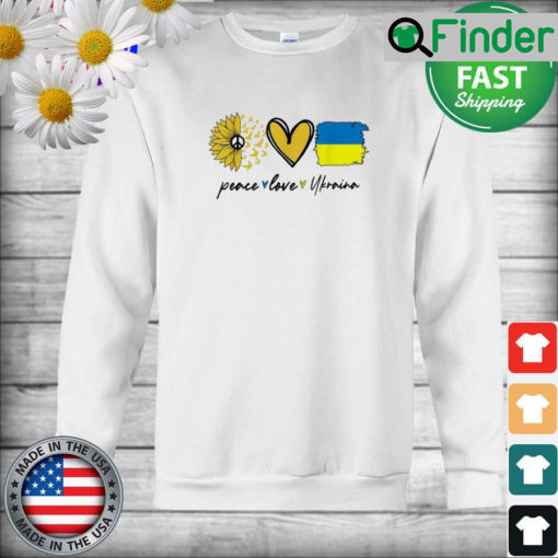 Peace Love Ukraine Sunflower Flag Stand With Ukrainian Sweatshirt