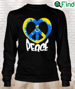 Peace Sign Ukrainian Flag Freedom Solidarity and Heart Peace Ukraine Long Sleeve