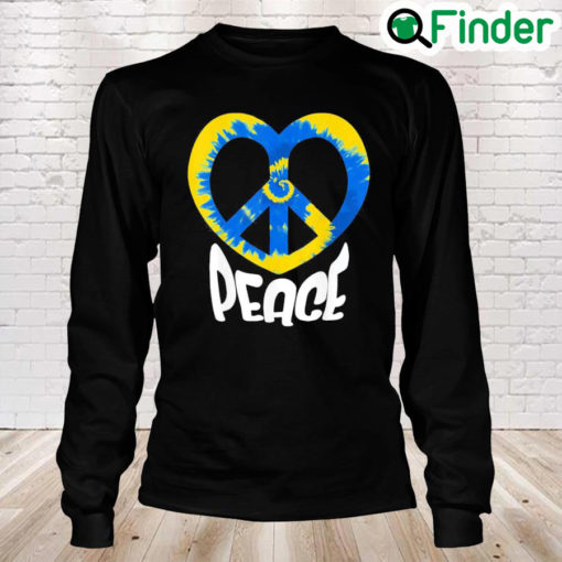 Peace Sign Ukrainian Flag Freedom Solidarity and Heart Peace Ukraine Long Sleeve