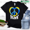 Peace Sign Ukrainian Flag Freedom Solidarity and Heart Peace Ukraine T Shirt